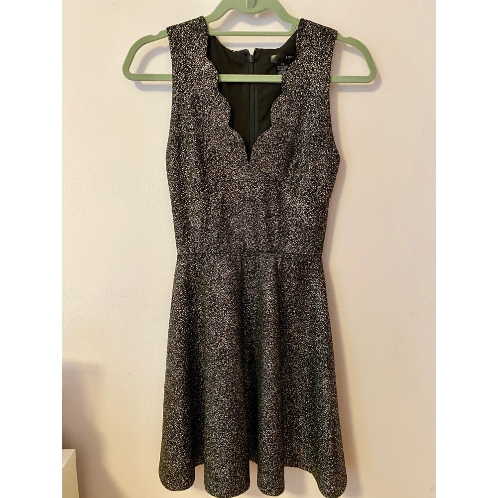 Aqua Scallop Neckline Fit and Flare Dress